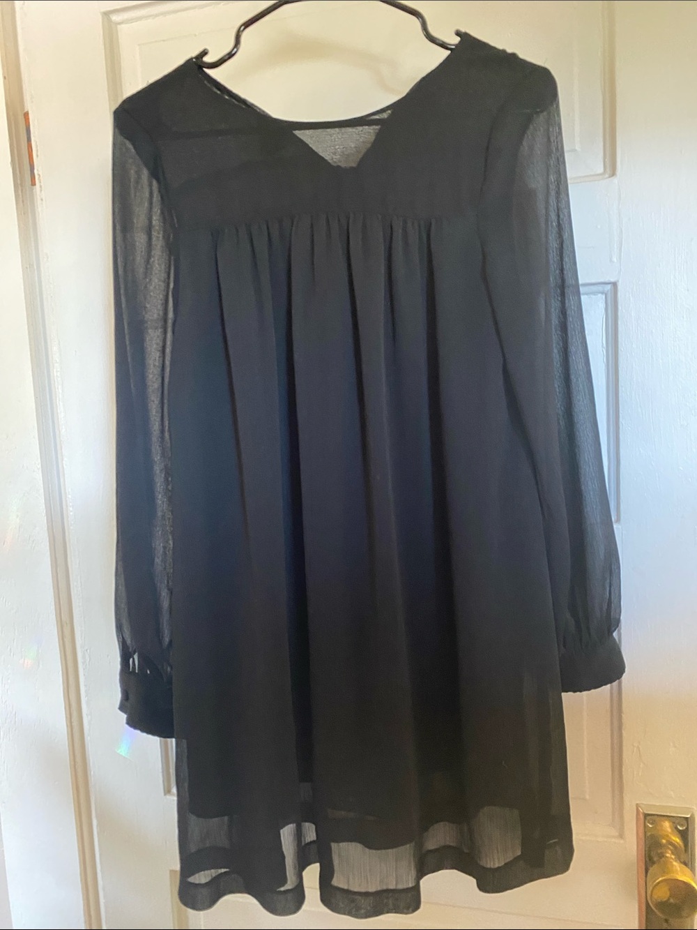 H&M Black Sheer Long-Sleeve Babydoll Dress